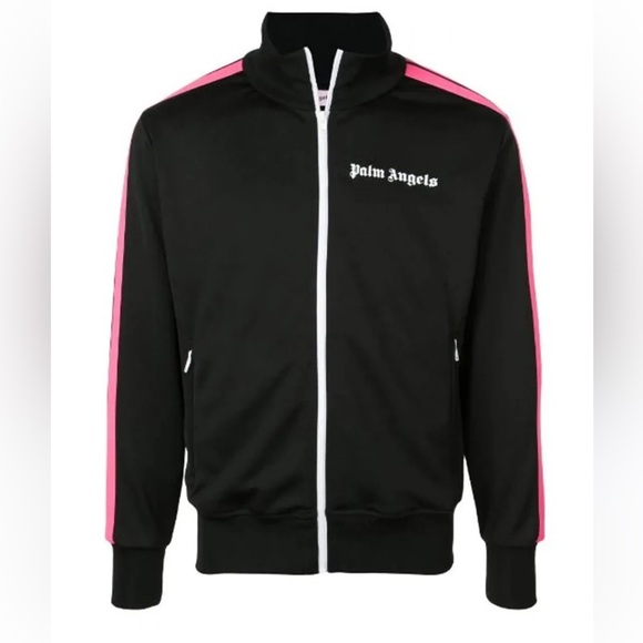Palm Angels Black Jacket with Pink Stripes - Picture 1 of 13
